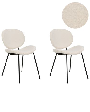Set of 2 Dining Chairs LUANA Boucle White