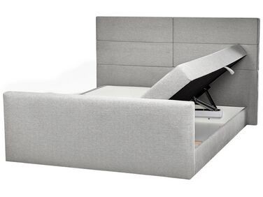 Lit boxspring avec rangement Tissu ARISTOCRAT 180 x 200 cm Gris clair