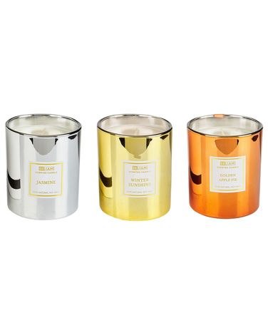 Set van 3 geurkaarsen METALLIC GLAMOUR 9 cm Meerkleurig