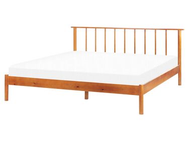 Lit avec sommier Bois de pin BARRET 160 x 200 cm Marron