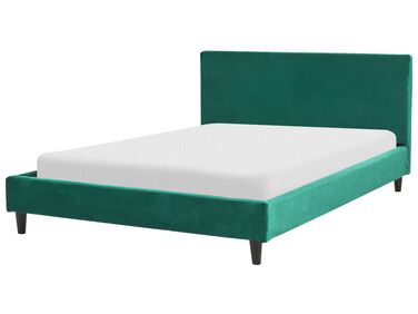 Lit avec sommier Velours FITOU 140 x 200 cm Vert foncé