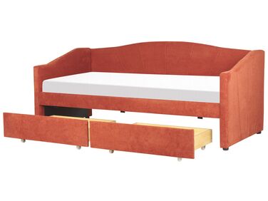 Lit de jour avec rangement Tissu VITTEL 90 x 200 cm Rouge
