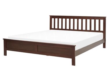Lit avec sommier Bois de pin MAYENNE 160 x 200 cm Marron foncé