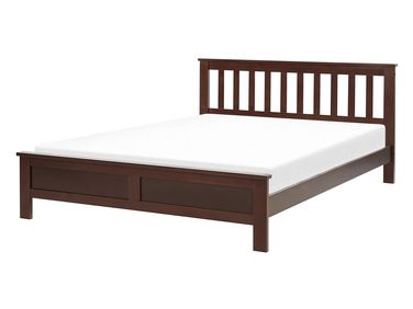 Lit avec sommier Bois de pin MAYENNE 140 x 200 cm Marron foncé