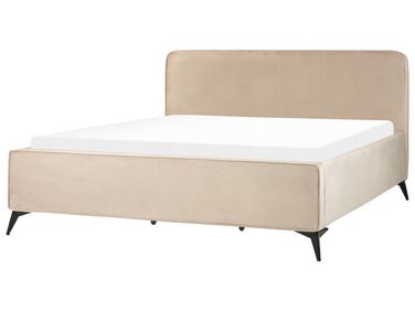 Lit avec sommier Velours VALOGNES 180 x 200 cm Taupe