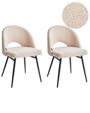 Lot de 2 chaises de salle à manger ONAGA Bouclé Beige