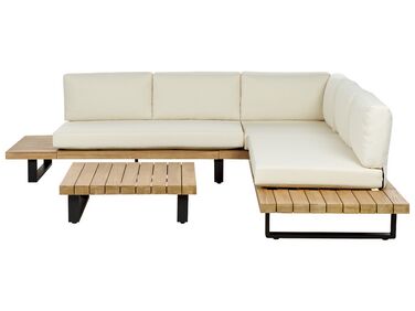 Tuin hoekloungeset met tafel 5-zits MYKONOS rechtszijdig Gecertificeerd acaciahout Gebroken wit