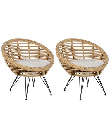 Set van 2 stoelen met zitkussen MARATEA Rotan Natuurlijk