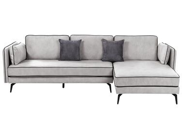 Corner Sofa 3 Seater ALTAN Velvet Light Grey Left Hand