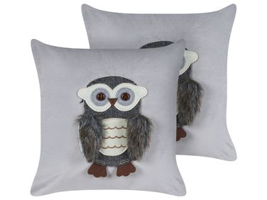 Lot de 2 coussins décoratifs OPHRYS Velours 45 x 45 cm Gris