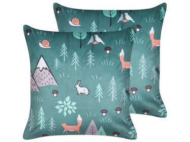 Lot de 2 coussins décoratifs FOOTHILL Velours 45 x 45 cm Vert menthe