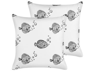 Lot de 2 coussins décoratifs TWEEDIA Coton 45 x 45 cm Blanc