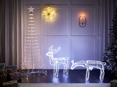 Buitendecoratie LED KRISTNES Geanimeerd ree 53 cm Wit