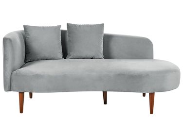 Left-Hand Chaise Longue CHAUMONT Velvet Light Grey