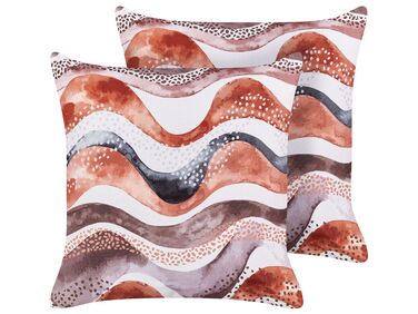 Lot de 2 coussins d'extérieur SEBORGA Motif abstrait 45 x 45 cm Marron