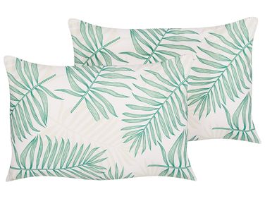 Lot de 2 coussins d'extérieur POGGIO Motif de plante 40 x 60 cm Vert