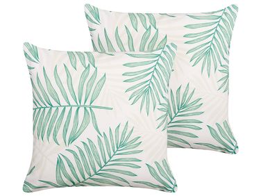 Lot de 2 coussins d'extérieur POGGIO Motif de plante 45 x 45 cm Vert