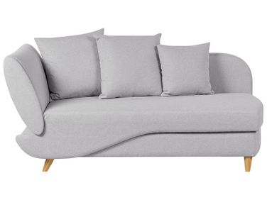 Left-Hand Chaise Longue MERI Faux Linen Light Grey with Storage
