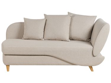 Right-Hand Chaise Longue MERI Faux Linen Beige with Storage