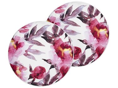 Lot de 2 coussins d'extérieur LANROSSO Motif floral 40 x 40 cm Rose