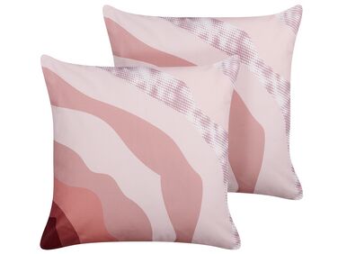 Lot de 2 coussins d'extérieur CAMPEI Motif abstrait 45 x 45 cm Rose