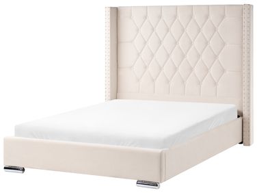 Lit avec sommier Velours LUBBON 140 x 200 cm Blanc cassé