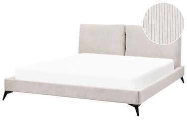 Lit avec sommier Velours côtelé MELLE 180 x 200 cm Beige clair