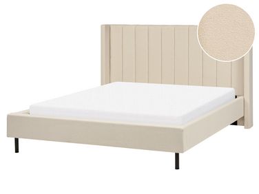 Lit avec sommier Bouclé VILLETTE 160 x 200 cm Beige