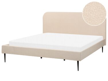 Lit avec sommier Bouclé FLAYAT 180 x 200 cm Beige clair