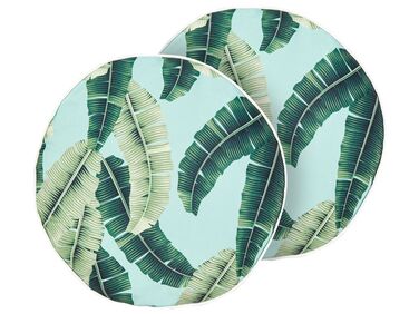 Lot de 2 coussins d'extérieur BOISSANO Motif de plante 40 x 40 cm Vert
