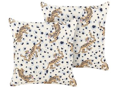 Lot de 2 coussins d'extérieur ARENZANO Motif animal 45 x 45 cm Beige