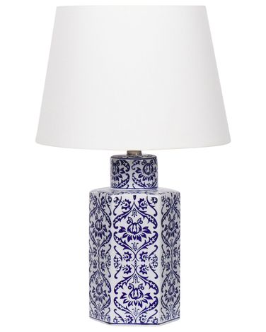 Lampe à poser MARCELIN Porcelaine Blanc/bleu