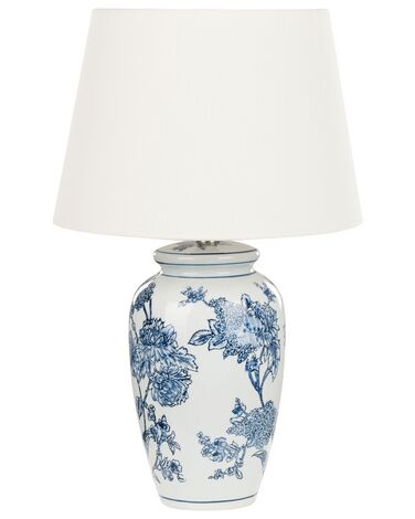 Lampe à poser BELUSO Porcelaine Blanc/bleu