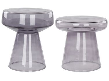 Lot de 2 tables d'appoint LAGUNA/CALDERA Verre Gris