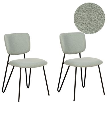 Lot de 2 chaises de salle à manger NELKO Bouclé Vert clair
