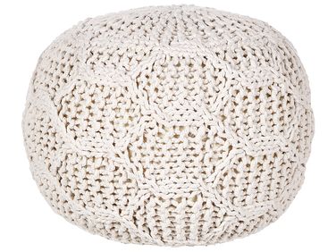 Pouf Macramé TRIMAN Coton Beige clair