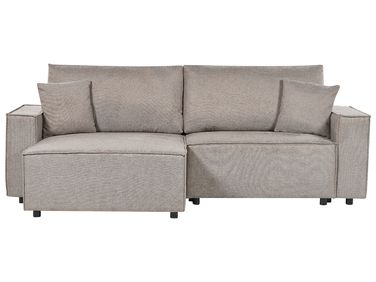 Corner Sofa Bed 3 Seater KARILA Fabric Taupe with Storage Right Hand