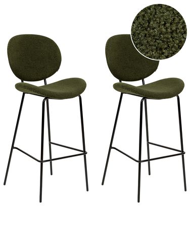Lot de 2 chaises de bar LUANA Bouclé Vert foncé