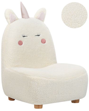 Fauteuil pour enfants Licorne LULEA Bouclé Blanc cassé