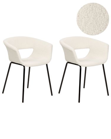 Lot de 2 chaises de salle à manger ELMA Bouclé Blanc cassé