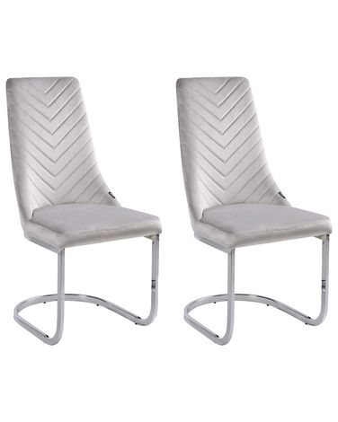 Lot de 2 chaises de salle à manger ALTOONA Velours Gris