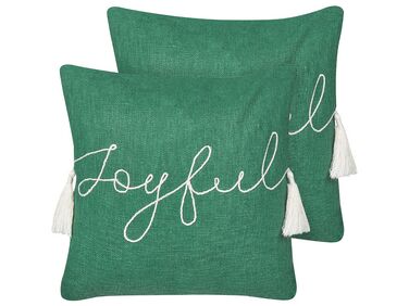 Lot de 2 coussins décoratifs ELETTARIA Coton 45 x 45 cm Vert Motif de Noël