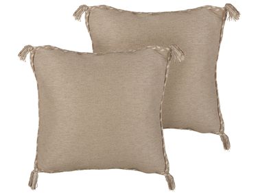 Set van 2 sierkussens ERIGERON Jute 45 x 45 cm Beige effen