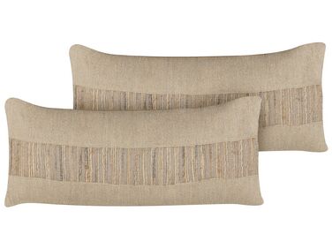 Lot de 2 coussins décoratifs LUINA Jute 30 x 70 cm Beige Unicolore