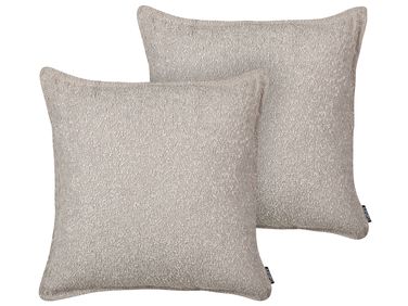 Lot de 2 coussins décoratifs SENECIA Bouclé 45 x 45 cm Beige Unicolore