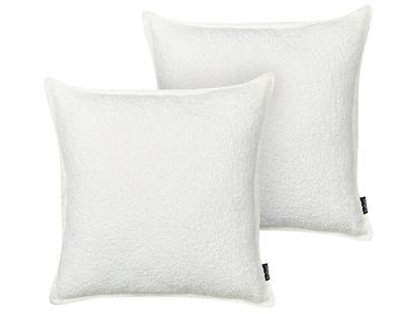 Lot de 2 coussins décoratifs SENECIA Bouclé 45 x 45 cm Blanc cassé Unicolore