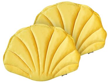 Lot de 2 coussins décoratifs CONSOLIDA Velours 47 x 35 cm Jaune Unicolore