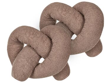 Lot de 2 coussins décoratifs GLADIOLUS Bouclé 172 x 14 cm Marron Unicolore