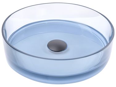 Countertop Basin TOLOSA ⌀ 360 mm Solid Surface Light Blue
