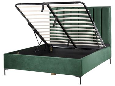 Lit ottoman Velours SEZANNE 160 x 200 cm Vert foncé